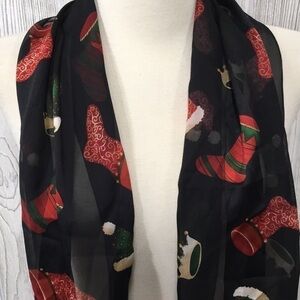 ECHO Sheer Black Christmas Scarf Wrap 57”x11”